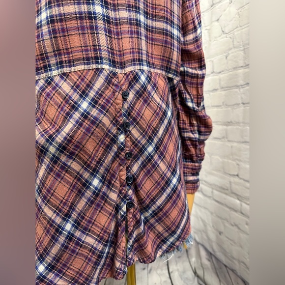 Lucky Brand Multicolor Button-Up Tunic Shirt Top Flannel Long Sleeve - Picture 4 of 6
